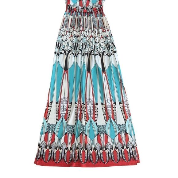 Boston Proper Multicolored Print Side Slits Maxi Dress Size 0 - Picture 5 of 16